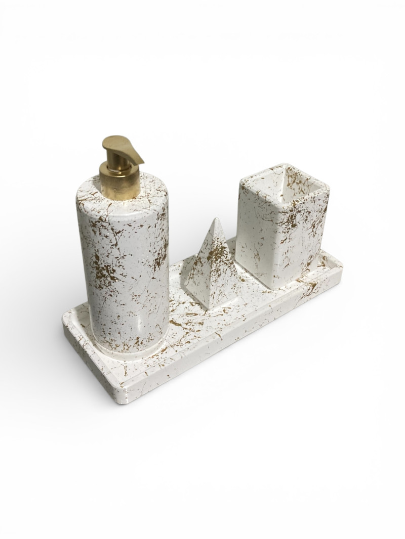 Banyo Seti-Altın Varank Desenli (Yuvarlak)