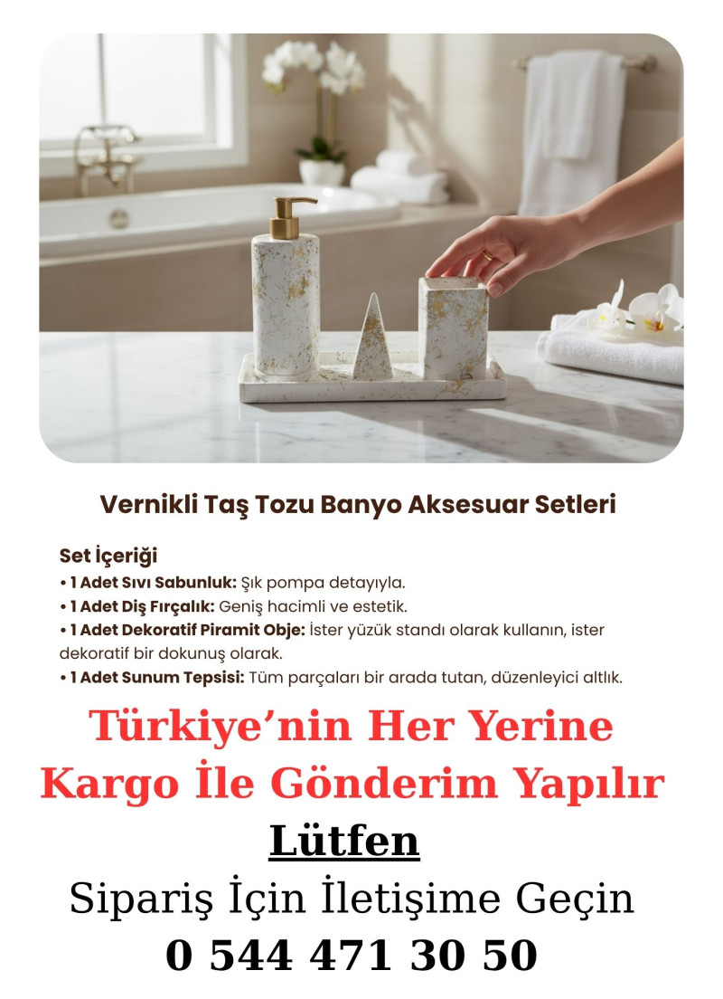 Banyo Seti-Altın Varank Desenli (Yuvarlak)
