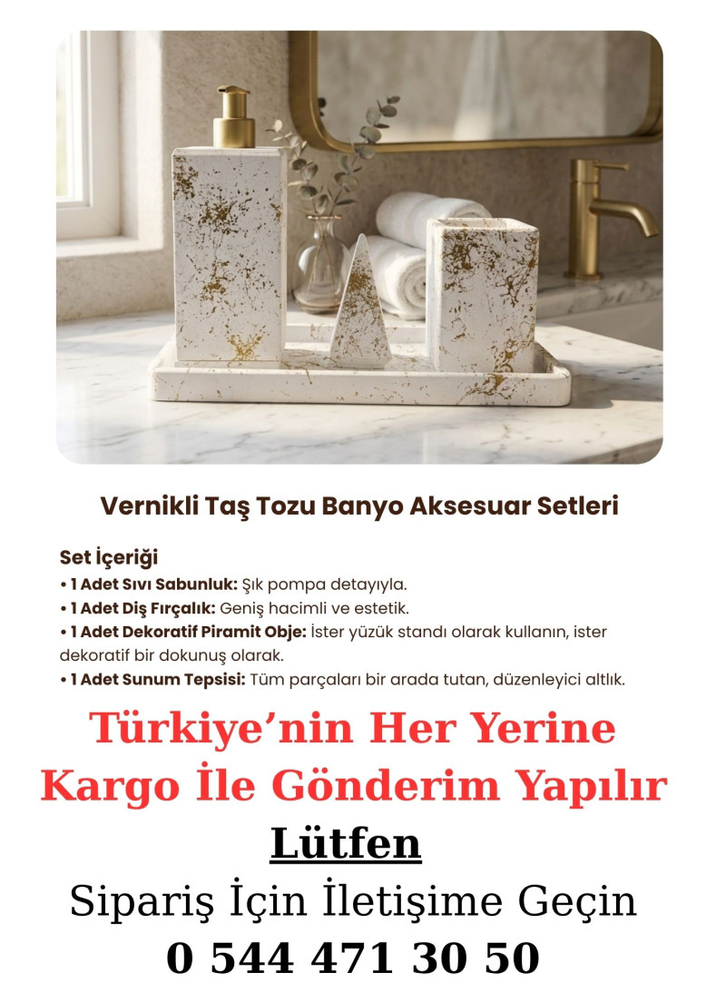 Banyo Seti-Altın Varank Desenli (Kare)