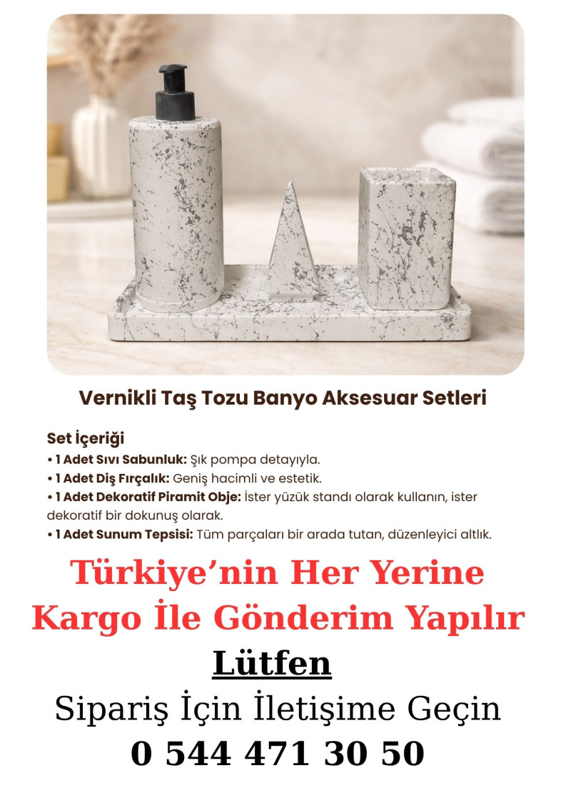 Banyo Seti-Gümüş Desenli (Yuvarlak)