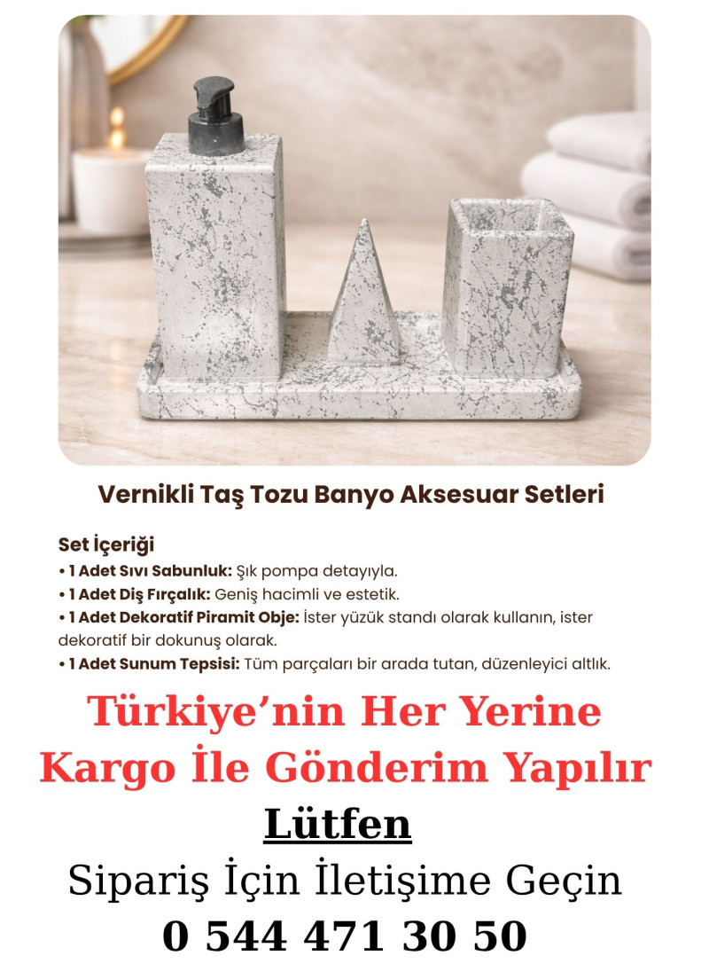 Banyo Seti-Gümüş Desenli (Kare)