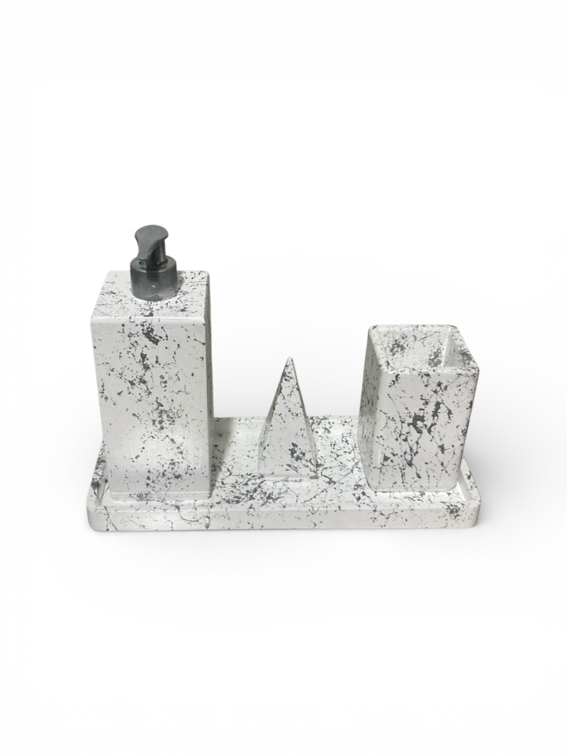 Banyo Seti-Gümüş Desenli (Kare)