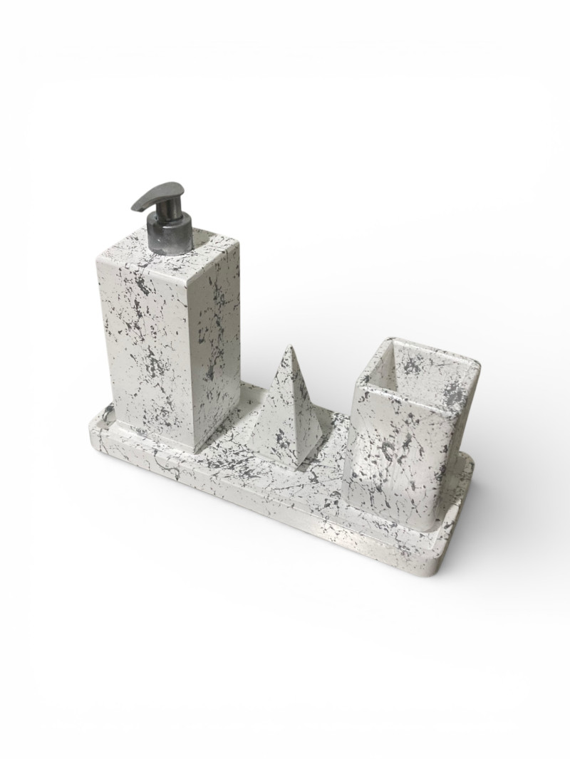 Banyo Seti-Gümüş Desenli (Kare)