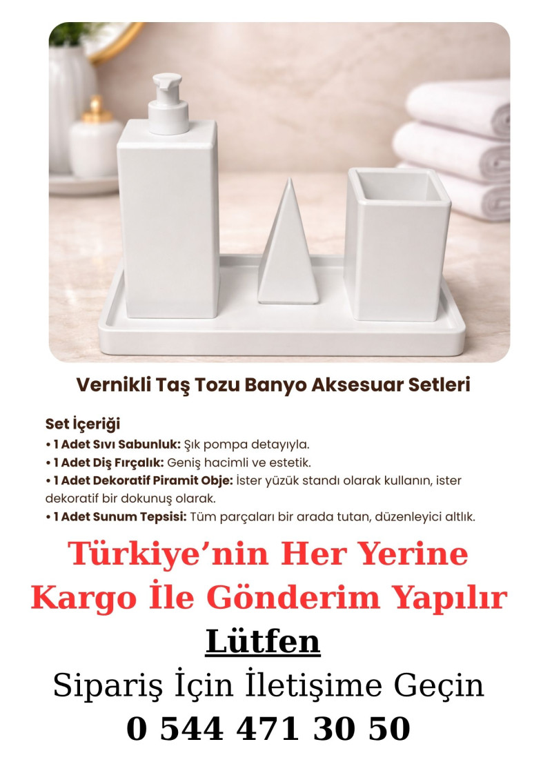 Banyo Seti-Sade Beyaz (Kare)