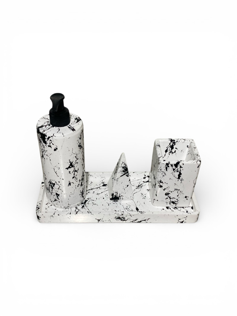 Banyo Seti-Siyah Desenli (Yuvarlak)