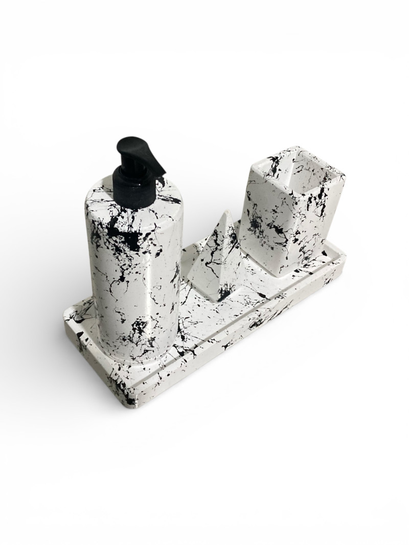 Banyo Seti-Siyah Desenli (Yuvarlak)