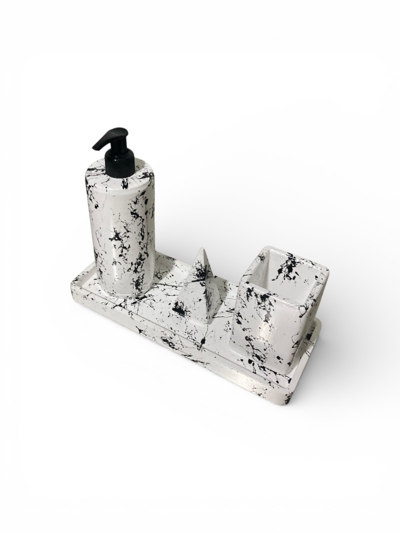 Banyo Seti-Siyah Desenli (Yuvarlak)