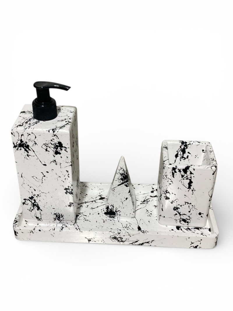 Banyo Seti-Siyah Desenli (Kare)