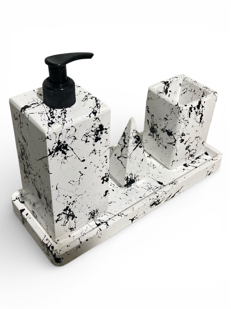 Banyo Seti-Siyah Desenli (Kare)