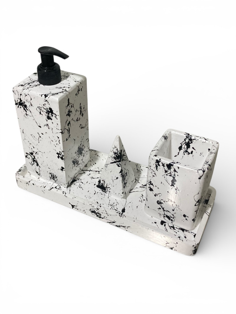 Banyo Seti-Siyah Desenli (Kare)