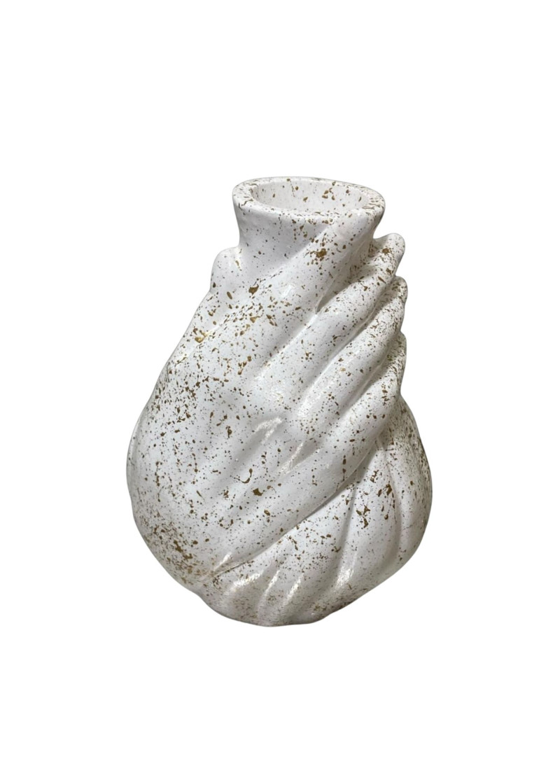 El Yapımı Taş Tozu Tasarım Vazo-Altın Varank Desenli