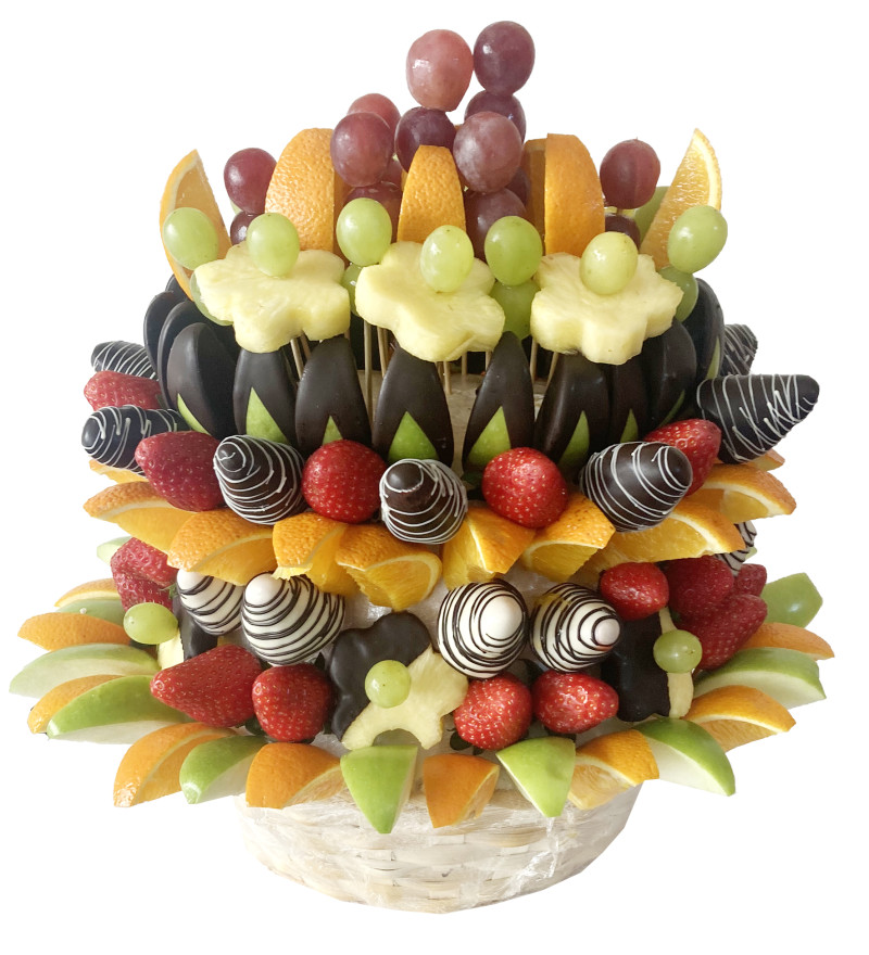VIP Çikolatalı Meyve Buketi – Taze ve Şık Meyve Aranjmanı