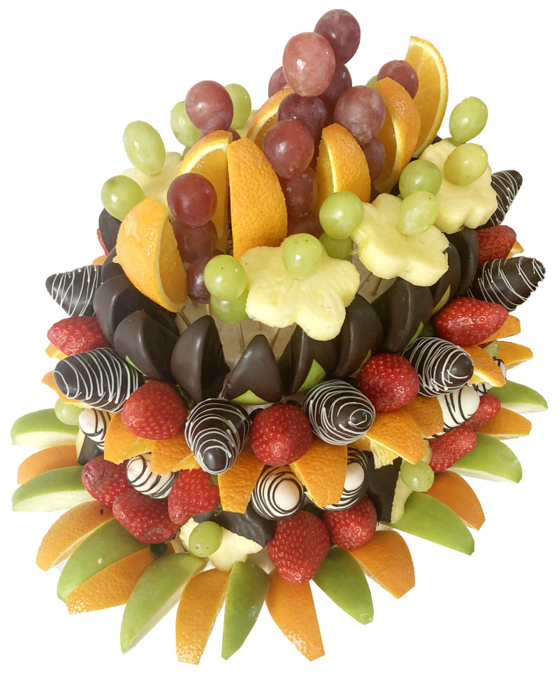 VIP Çikolatalı Meyve Buketi – Taze ve Şık Meyve Aranjmanı