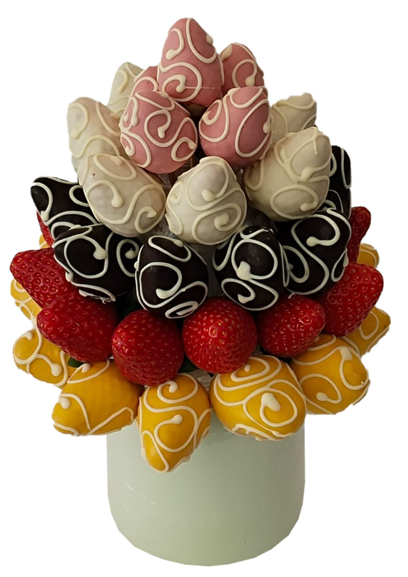 Renkli Çikolatalı Meyve Buketi – Tatlı Lezzet Şöleni