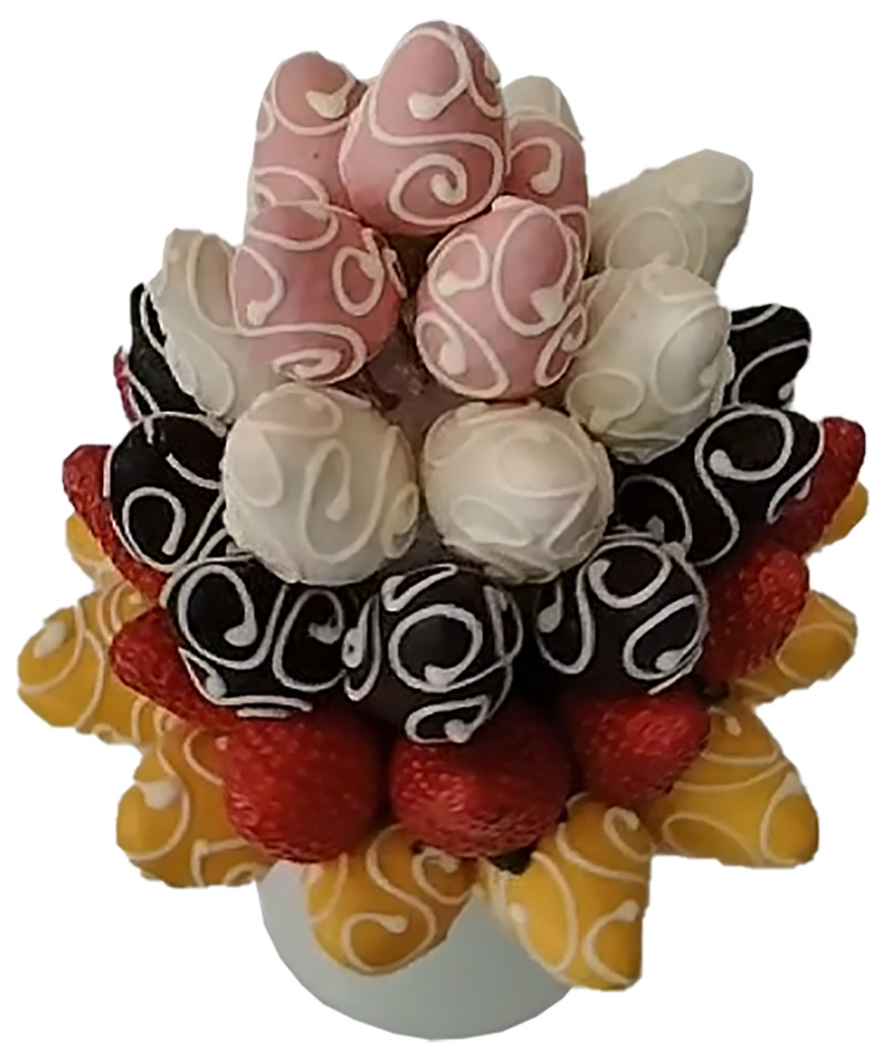Renkli Çikolatalı Meyve Buketi – Tatlı Lezzet Şöleni